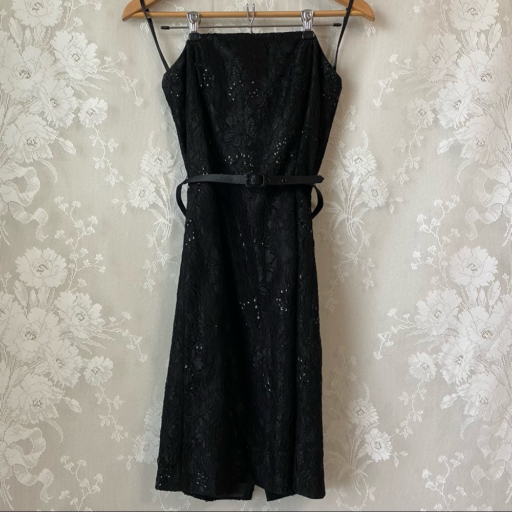 WHBM Black Lace Strapless Sheath Dress Belt 4